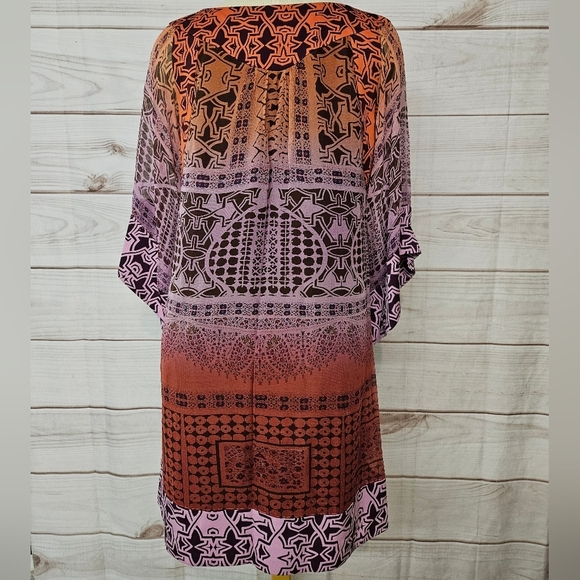 Diane Von Furstenberg Tabalah Silk V Neck Dress In Orange And Maroon Size 4 - Picture 4 of 16